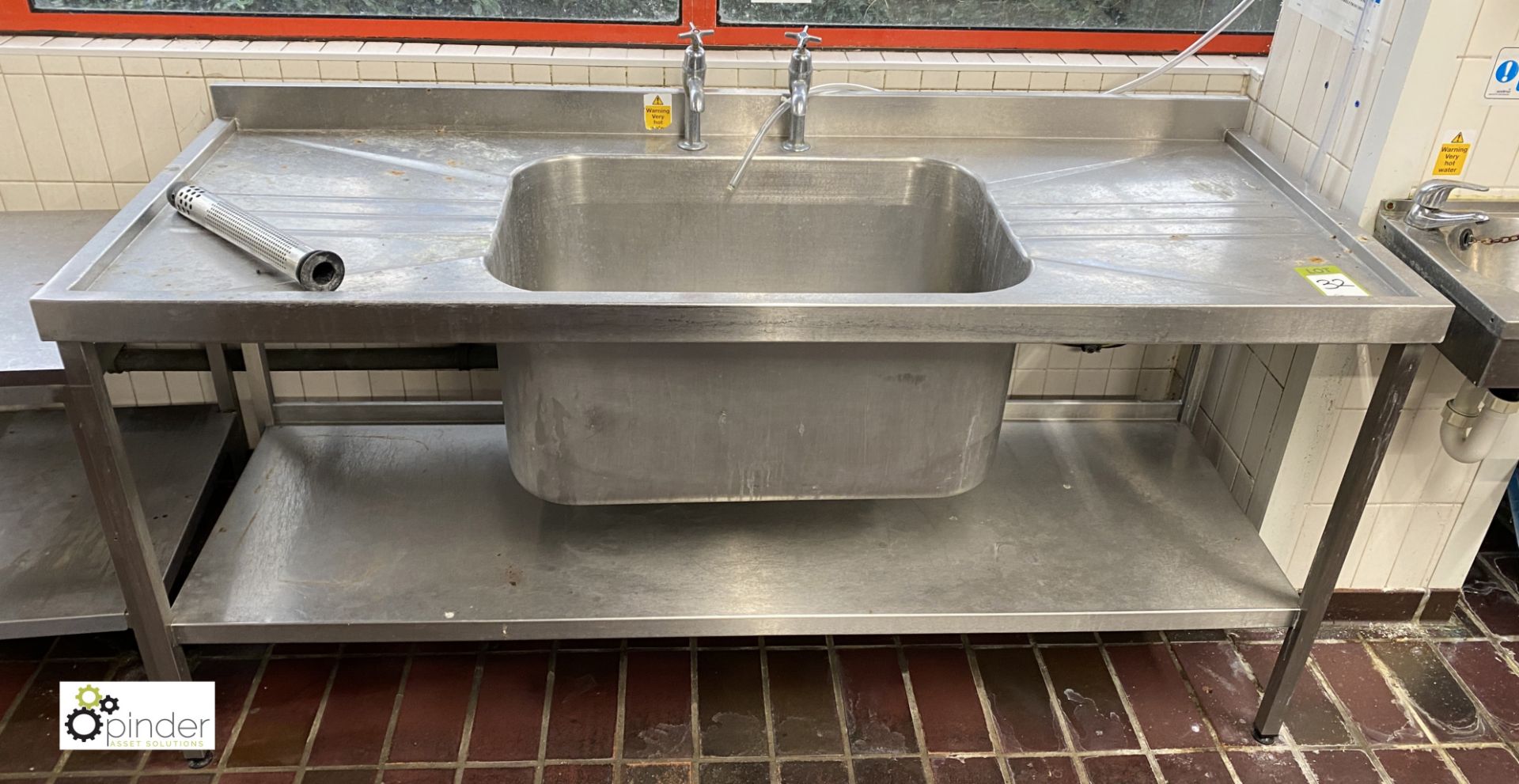 Stainless steel Sink, 1800mm x 700mm x 680mm, with left hand and right hand drainers - Image 2 of 3