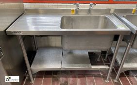 Stainless steel Sink, 1190mm x 600mm x 850mm, with left hand drainer