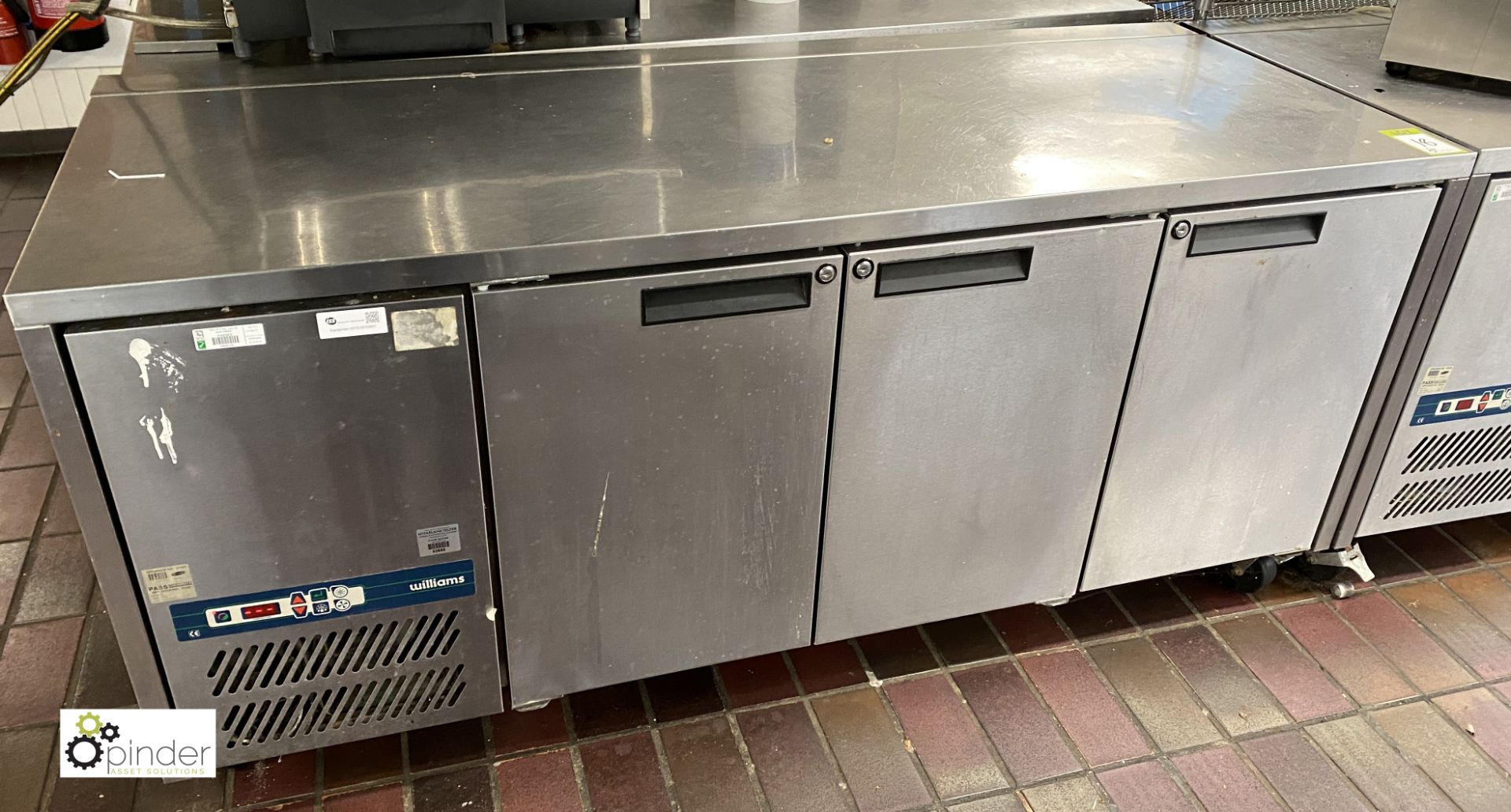 Williams stainless steel mobile triple door Chilled Counter, 240volts, 1900mm x 650mm x 860mm,