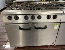 Falcon G2101EUOTA gas fired 6-burner Range, with double oven doors