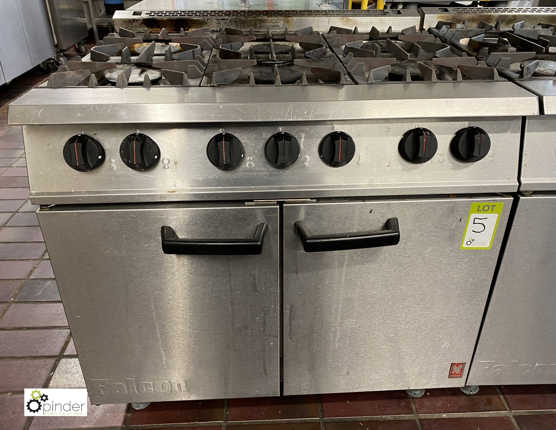 Falcon G2101EUOTA gas fired 6-burner Range, with double oven doors