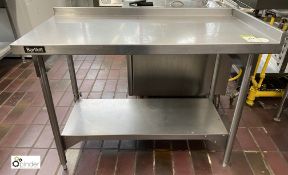 Bartlett stainless steel Preparation Table, 1200mm x 600mm x 860mm, with rear and right hand lip,