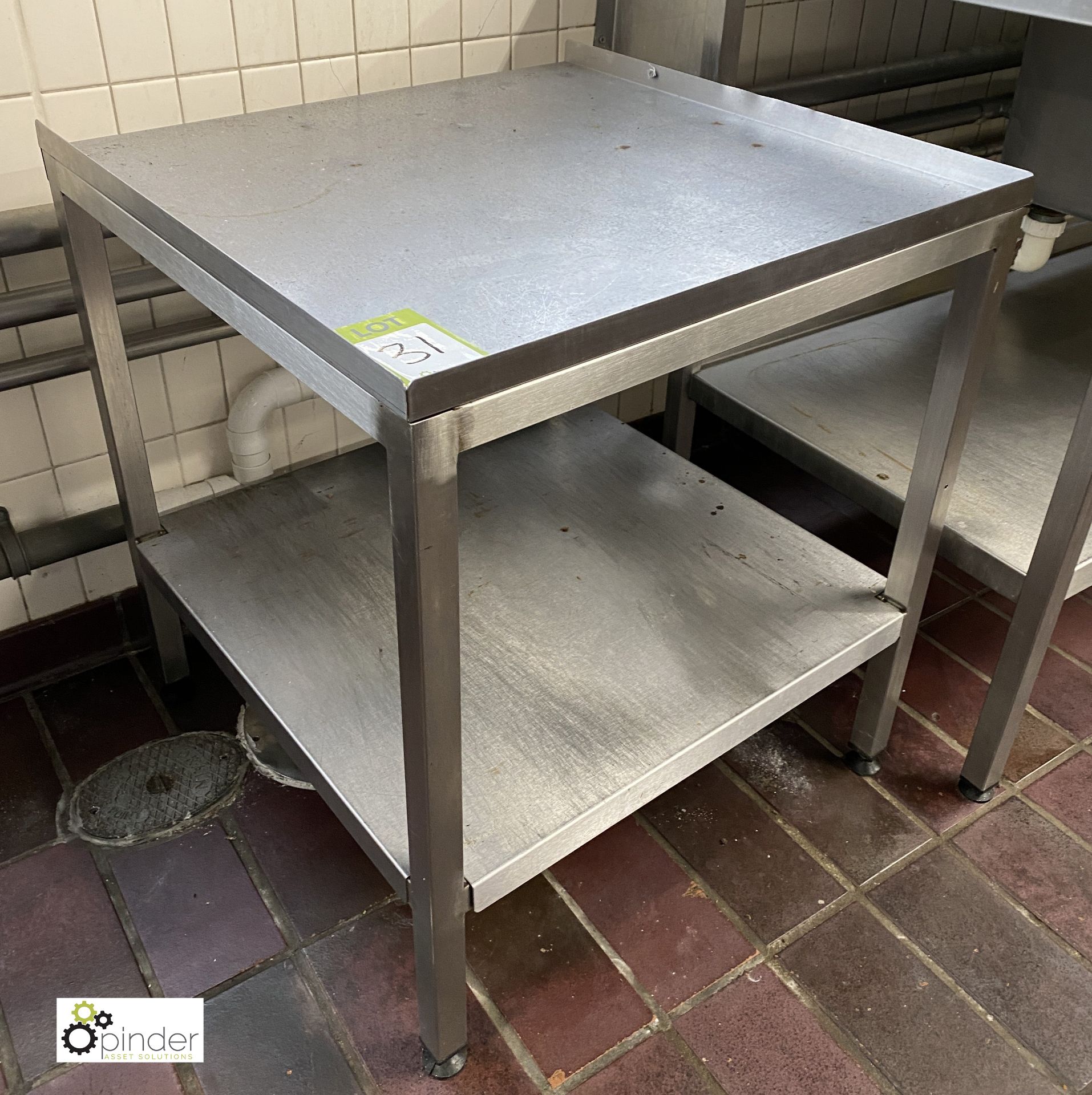 Stainless steel Table, 600mm x 600mm x 680mm, with undershelf - Image 2 of 2