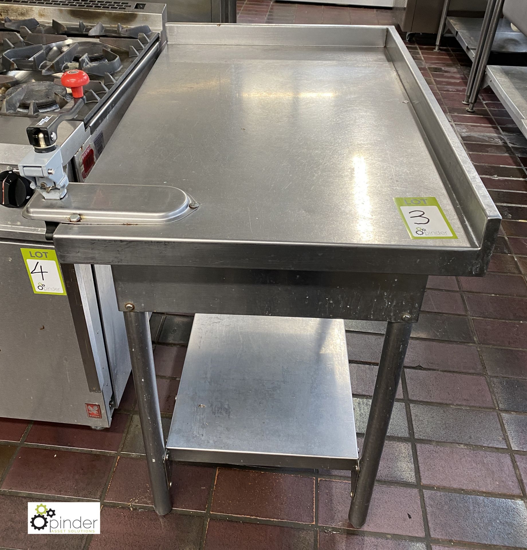 Stainless steel Preparation Table, 600mm x 900mm x 825mm, with Bonzer commercial can opener - Image 2 of 3