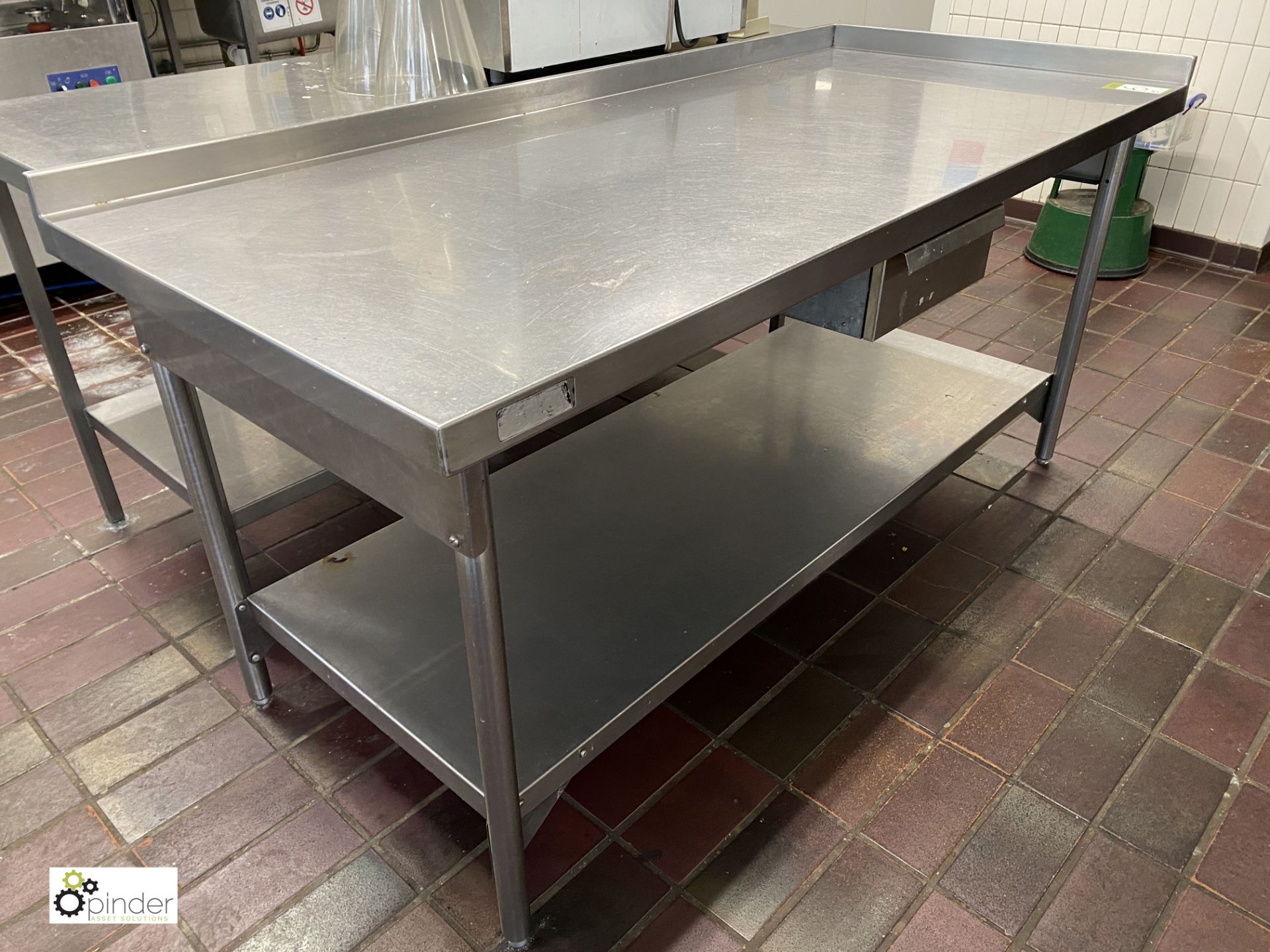 Stainless steel Preparation Table, 1800mm x 800mm x 830mm, with rear and right hand lip, - Image 2 of 3
