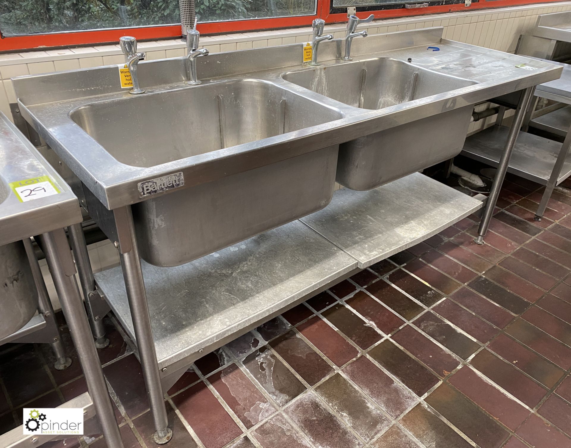 Stainless steel double bowl Sink, 1800mm x 600mm x 860mm, with right hand drainer