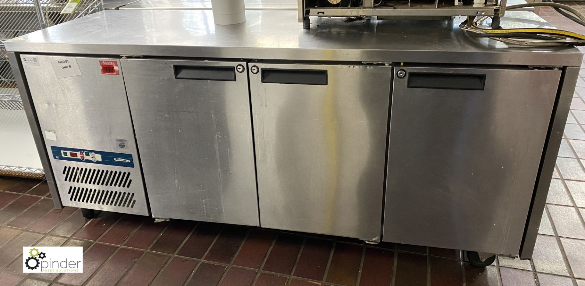 Williams stainless steel mobile triple door Chilled Counter, 240volts, 1900mm x 650mm x 860mm,
