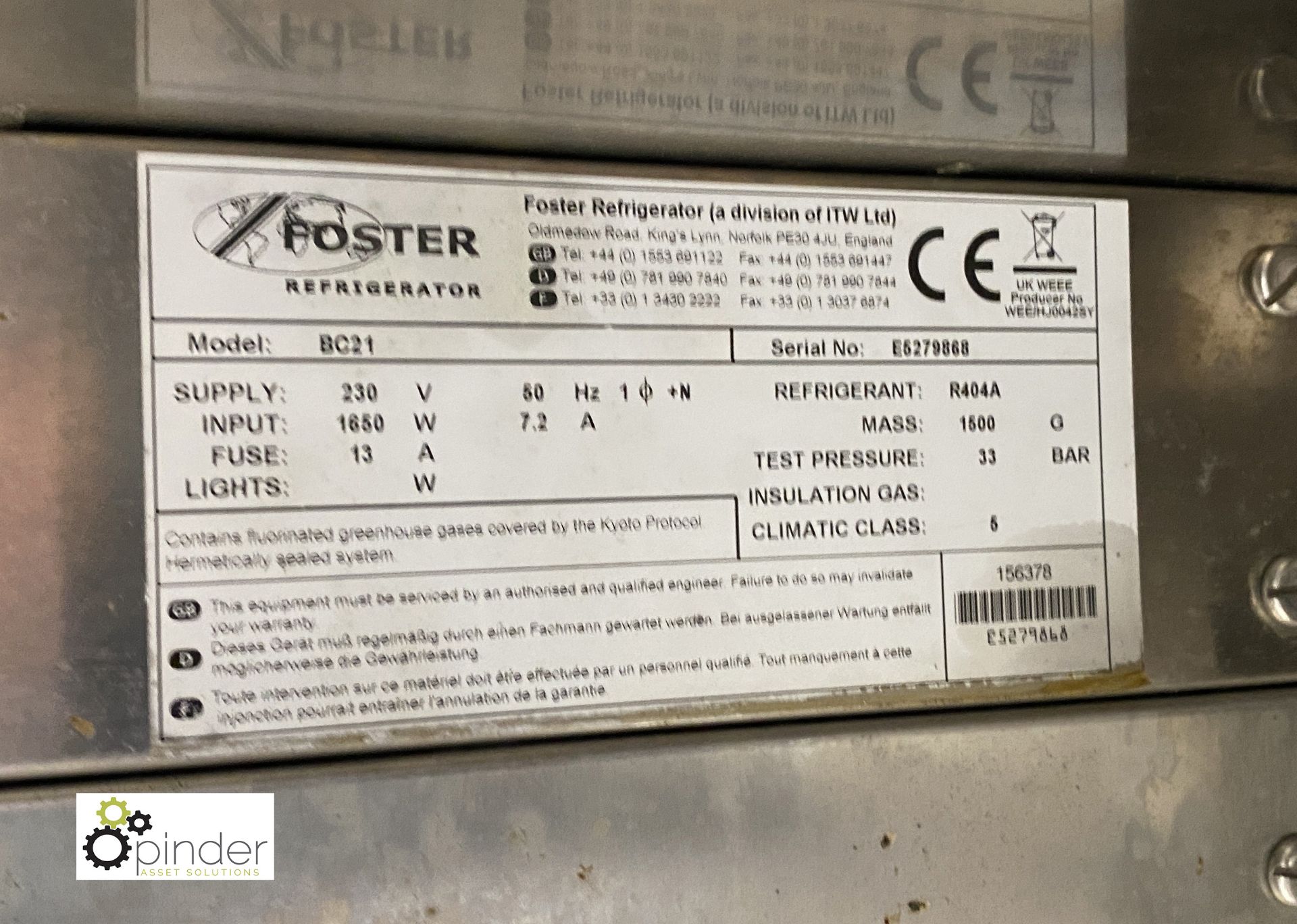 Foster BC21 Blast Chiller/Freezer, 240volts - Image 4 of 5