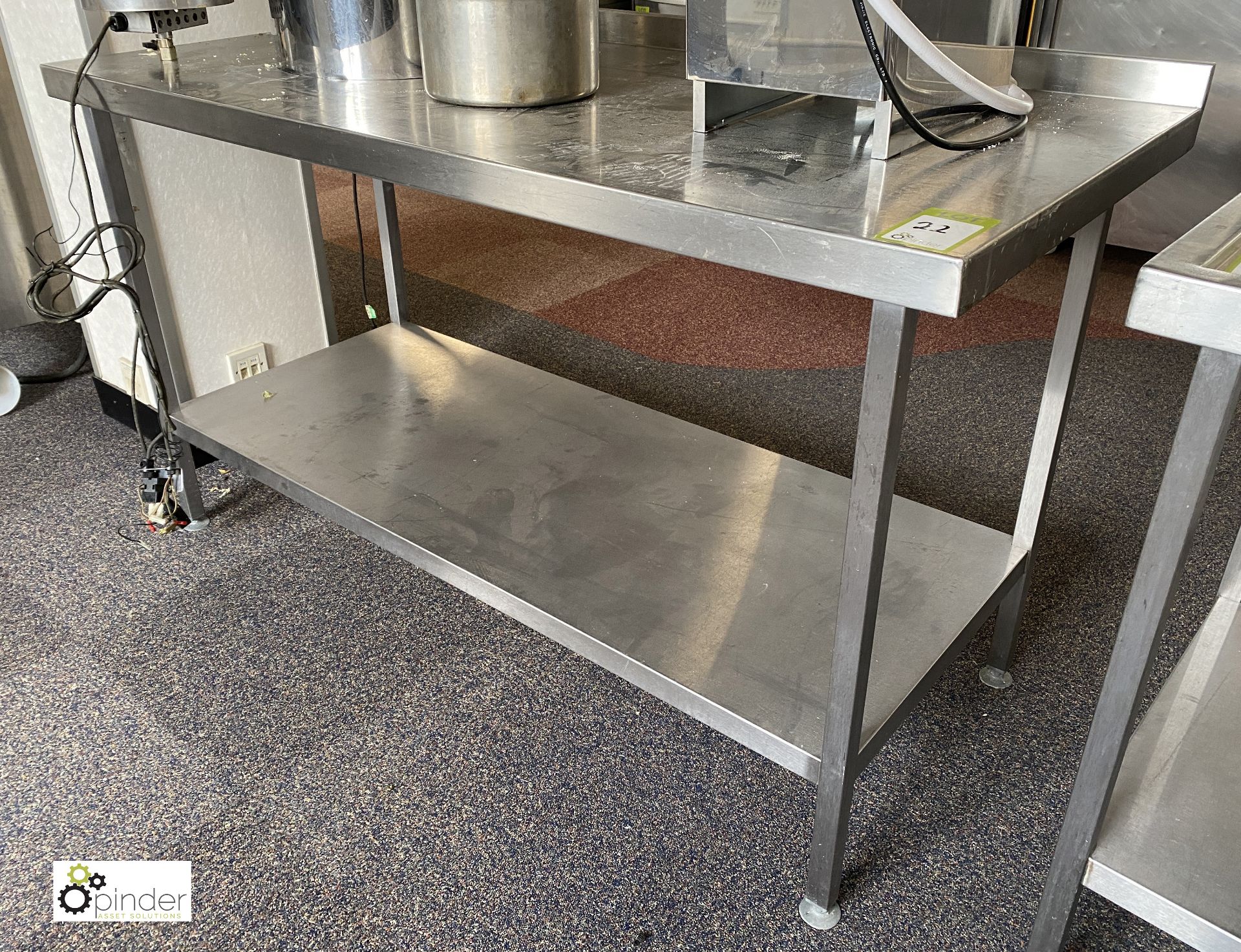 Stainless steel Preparation Table, 1500mm x 700mm x 850mm, with rear lip and under shelf - Image 2 of 2