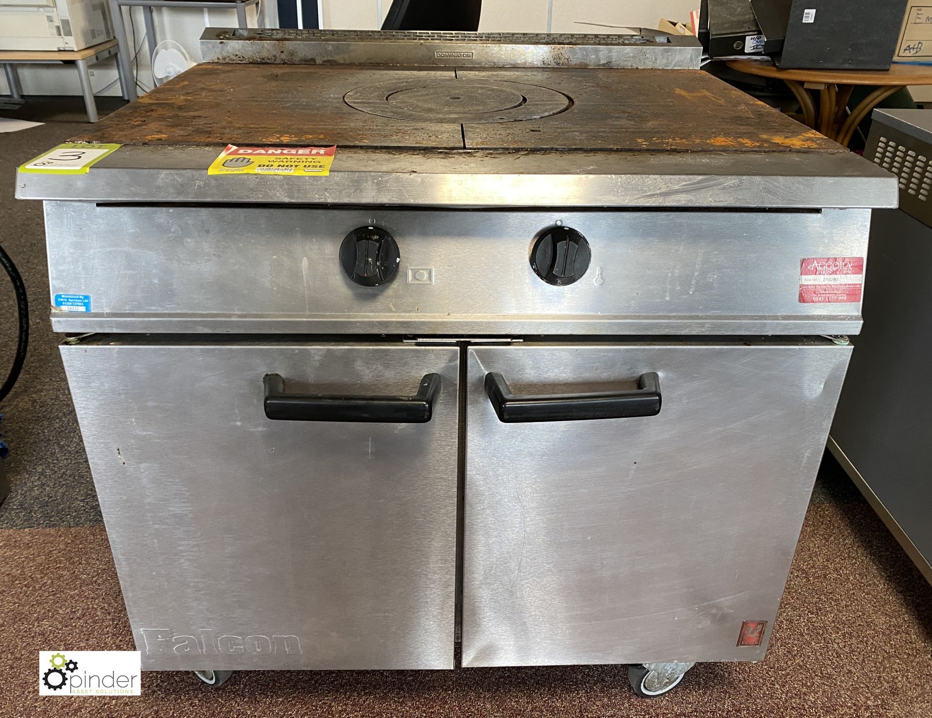 Falcon Dominator stainless steel gas fired mobile double door Contact Oven, 900mm x 800mm x 900mm,