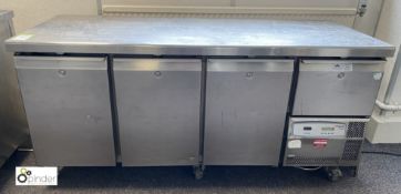 Caravell TR47 Gold mobile stainless steel triple door Refrigerated Counter, 240volts, 1800mm x 700mm