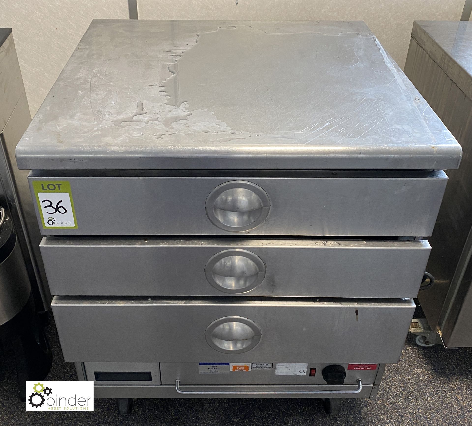 Victor stainless steel mobile 3-drawer Heated Cabinet, 240volts, 760mm x 700mm x 900mm - Image 2 of 5