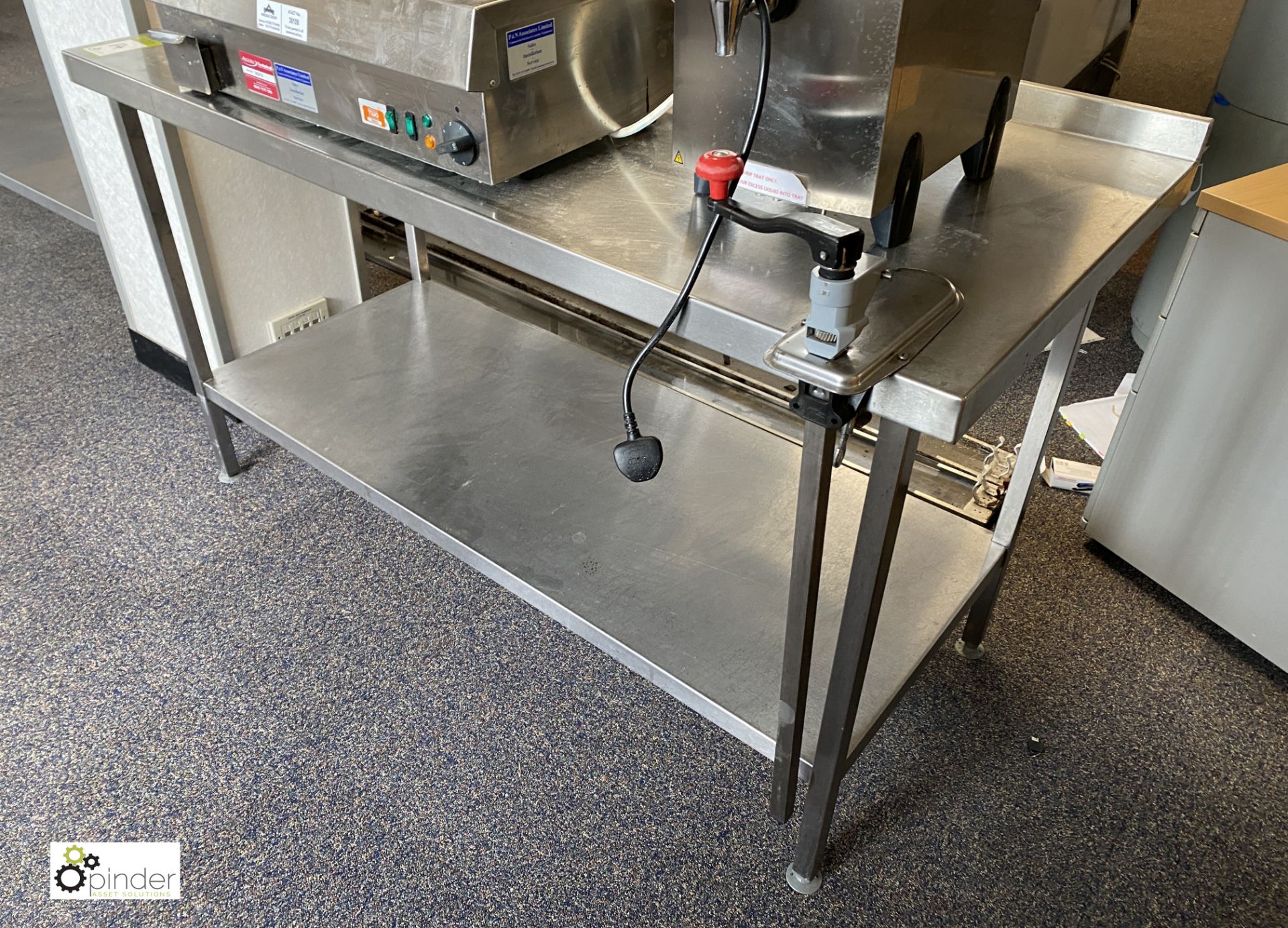 Stainless steel Preparation Table, 1500mm x 700mm x 840mm, with Bonzer commercial can opener, rear - Image 2 of 3