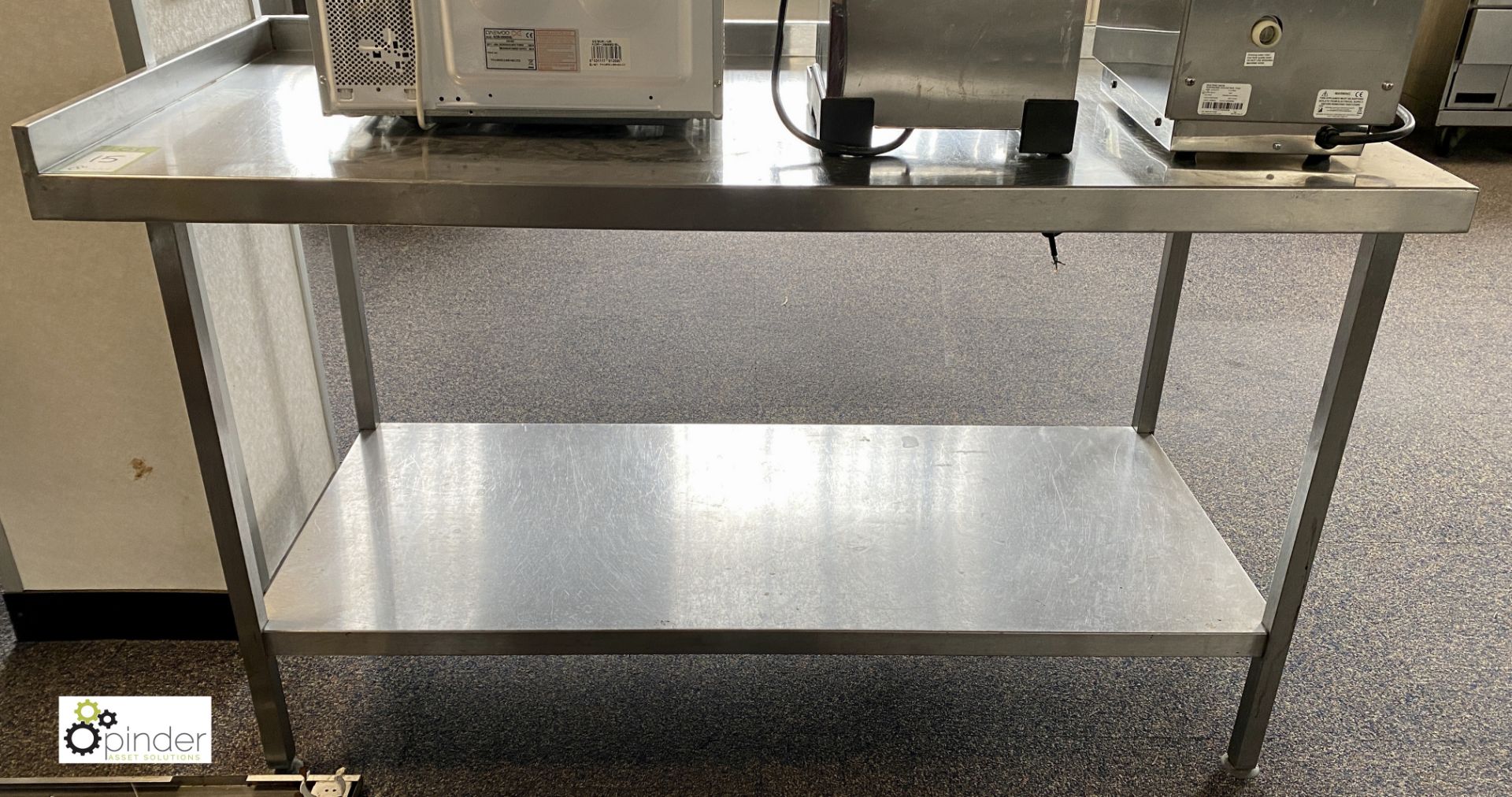Stainless steel Preparation Table, 1500mm x 700mm x 840mm, with left and rear lips and under shelf