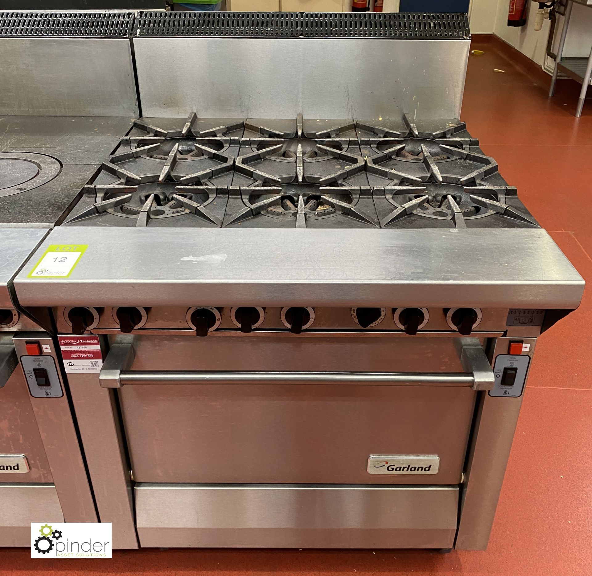 Garland stainless steel gas fired 6-burner Range, with single oven, 870mm x 960mm x 890mm (lot - Image 2 of 5