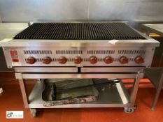 Wolf stainless steel mobile Chargrill, with 8 burners, 1200mm x 740mm x 900mm (lot location –