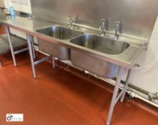 Stainless steel twin bowl Sink, with left drainer, 2130mm x 600mm x 870mm (lot location – Parkview
