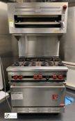 Hobart Wolf stainless steel mobile 6-ring gas Range, with single oven and salamander, 860mm x