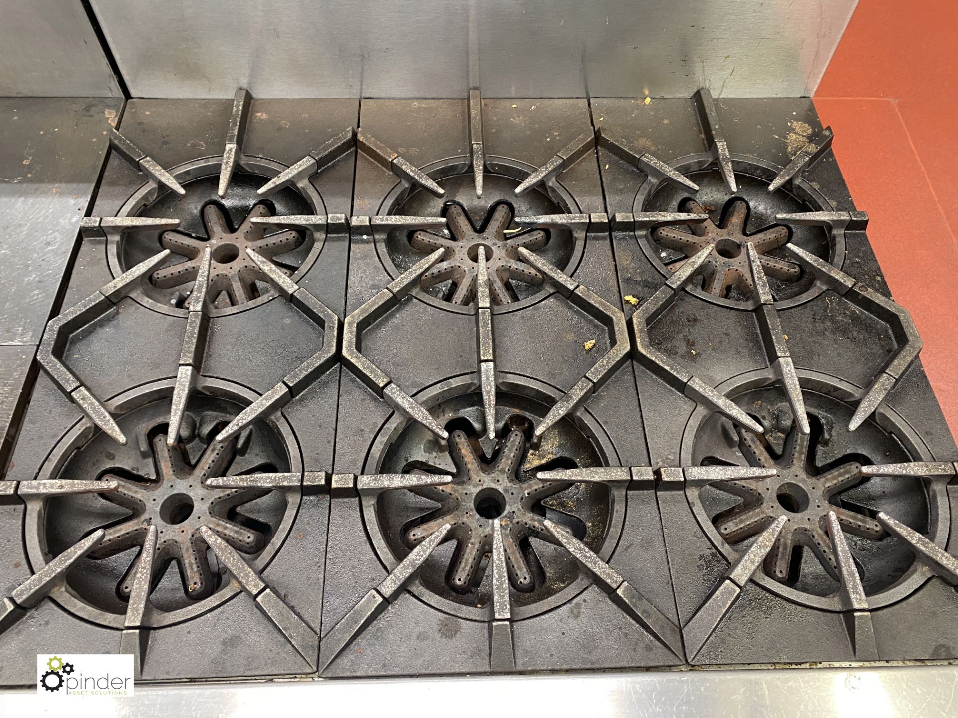 Garland stainless steel gas fired 6-burner Range, with single oven, 870mm x 960mm x 890mm (lot - Image 3 of 5