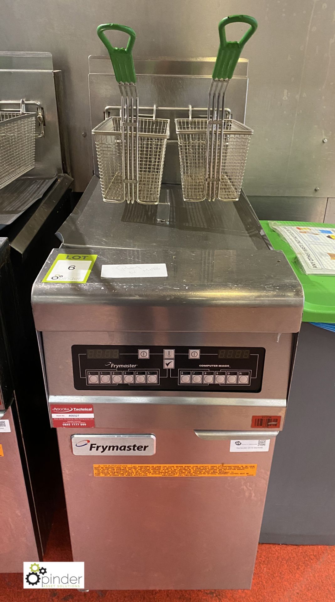 Frymaster PMJ145ECSC stainless steel gas fired twin basket Deep Fat Fryer, 240volts, 400mm x 800mm x