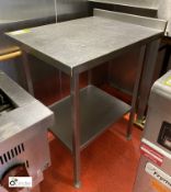 Stainless steel Side Table, 600mm x 750mm x 900mm, with rear lip and undershelf (lot location –