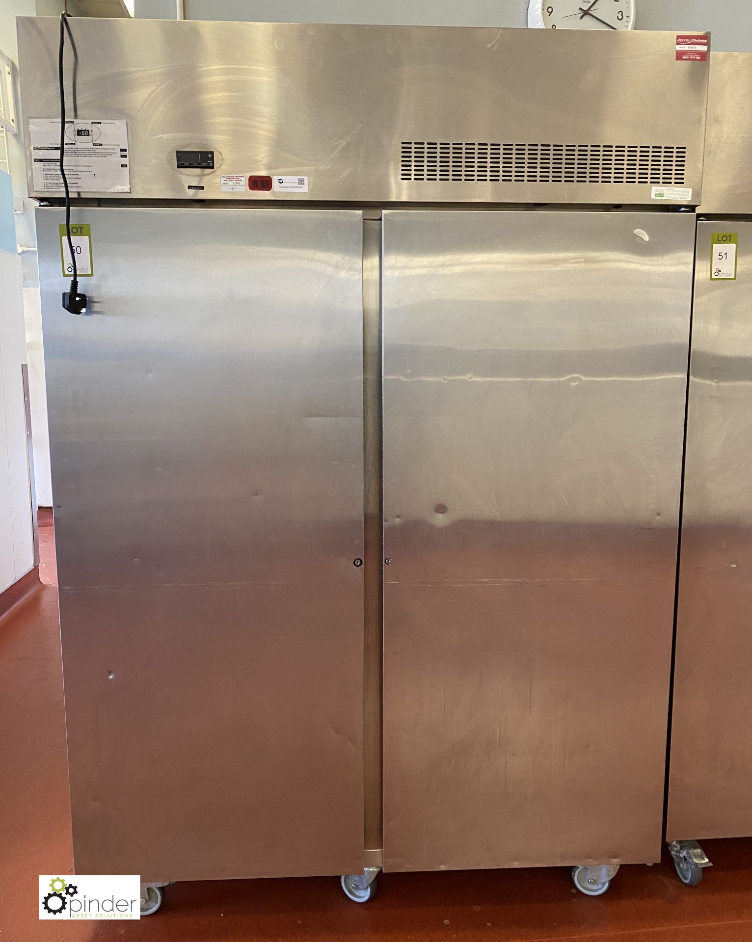 Foster PSG1350H stainless steel mobile double door Fridge, 240volts, 1460mm x 800mm x 2100mm (lot