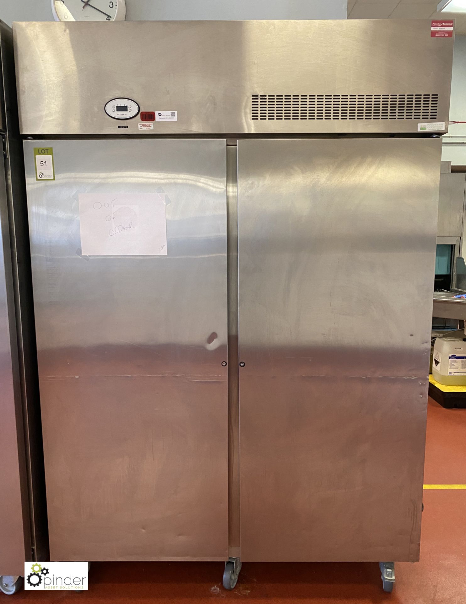 Foster PSG1350L stainless steel mobile double door Freezer, 240volts, 1440mm x 800mm x 2100mm (out