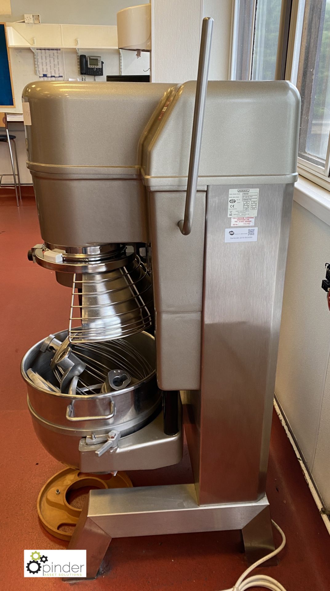 Hobart HSM40 Planetary Food Mixer, 240volts, 1340mm high, with whisk, 2 dough hooks and mixing - Image 6 of 7