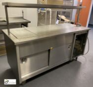Stainless steel mobile Hot Cupboard, with double doors, bain marie, gantry heater, 415volts,