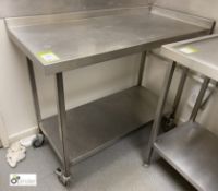 Stainless steel Preparation Table, 1190mm x 580mm x 920mm, with rear and right hand lip and