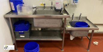Stainless steel single bowl Sink, with left hand drainer, 1200mm x 600mm x 900mm, with attachment