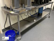 Stainless steel mobile Preparation Table, 2400mm x 600mm x 850mm (lot location – Group Hospitality