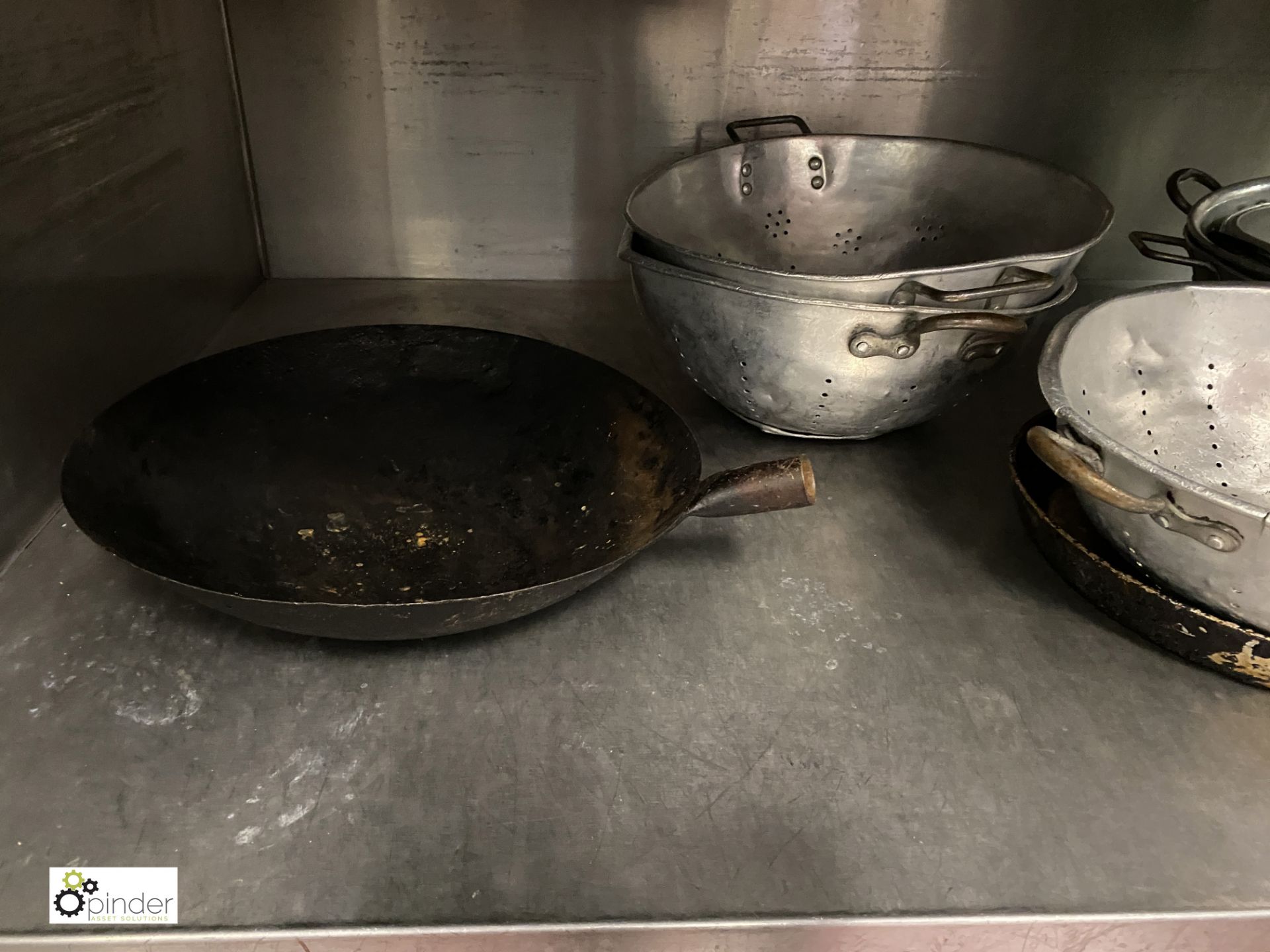 Quantity Cooking Pots, Frying Pans, to rack (rack not including – lot 54) (lot location – Parkview - Image 6 of 7