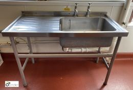 Stainless steel single bowl Sink, 1220mm x 610mm x 860mm, with left drainer (lot location – Parkview