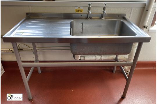 Stainless steel single bowl Sink, 1220mm x 610mm x 860mm, with left drainer (lot location – Parkview - Image 1 of 3