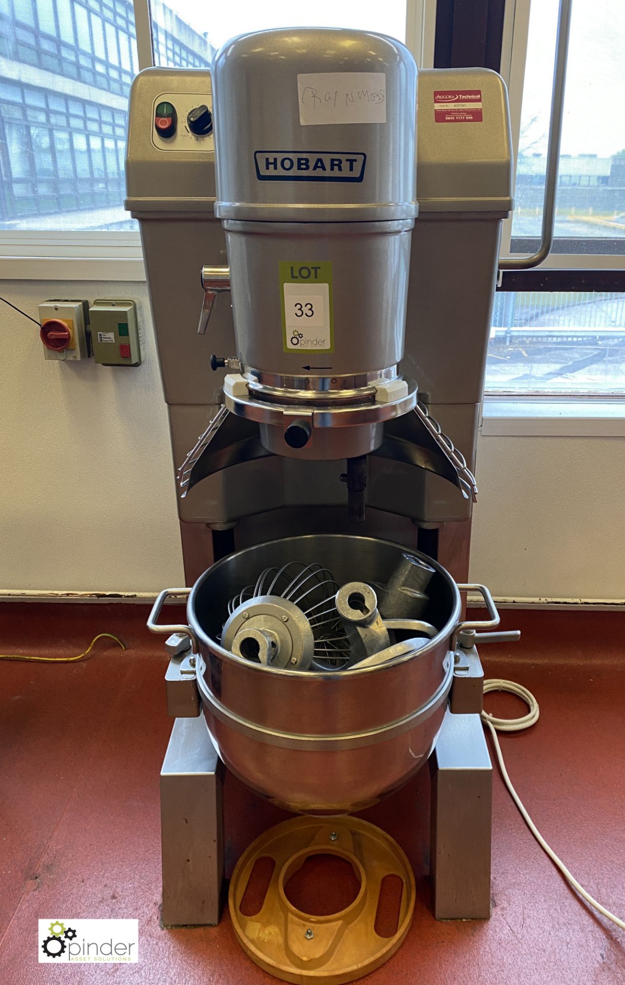 Hobart HSM40 Planetary Food Mixer, 240volts, 1340mm high, with whisk, 2 dough hooks and mixing - Image 2 of 7