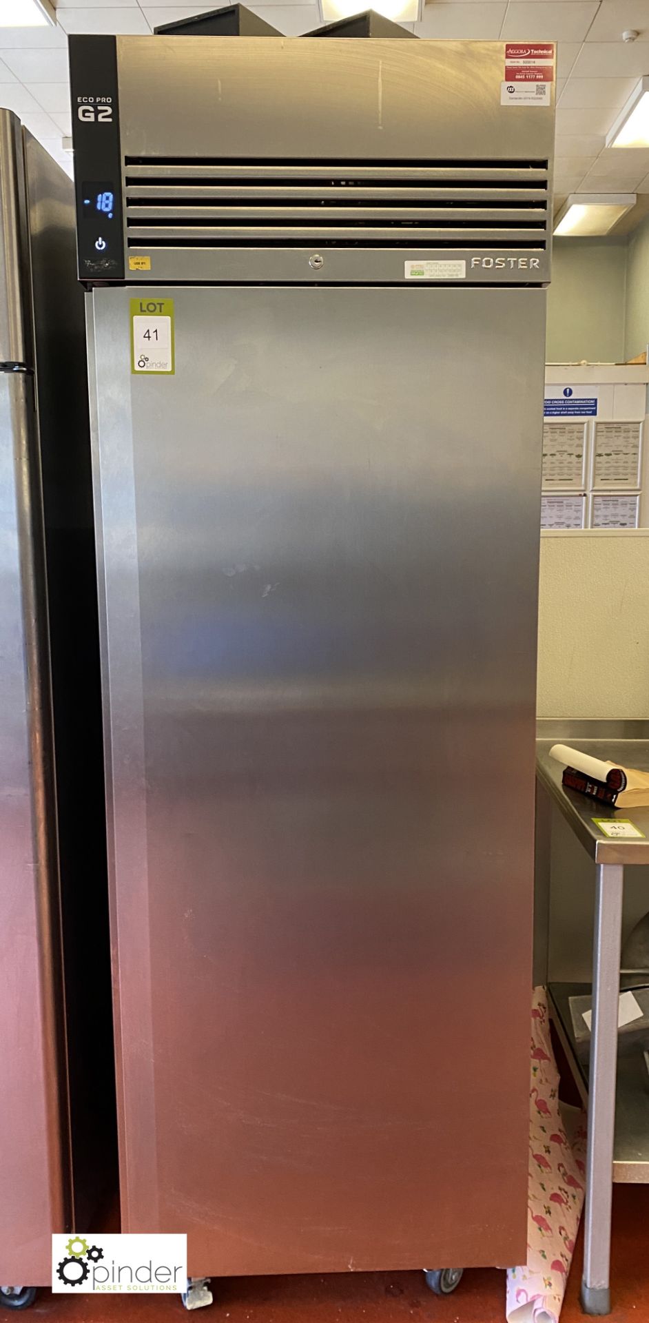 Foster EP770L stainless steel mobile single door Freezer, 240volts, 700mm x 820mm x 2070mm (lot