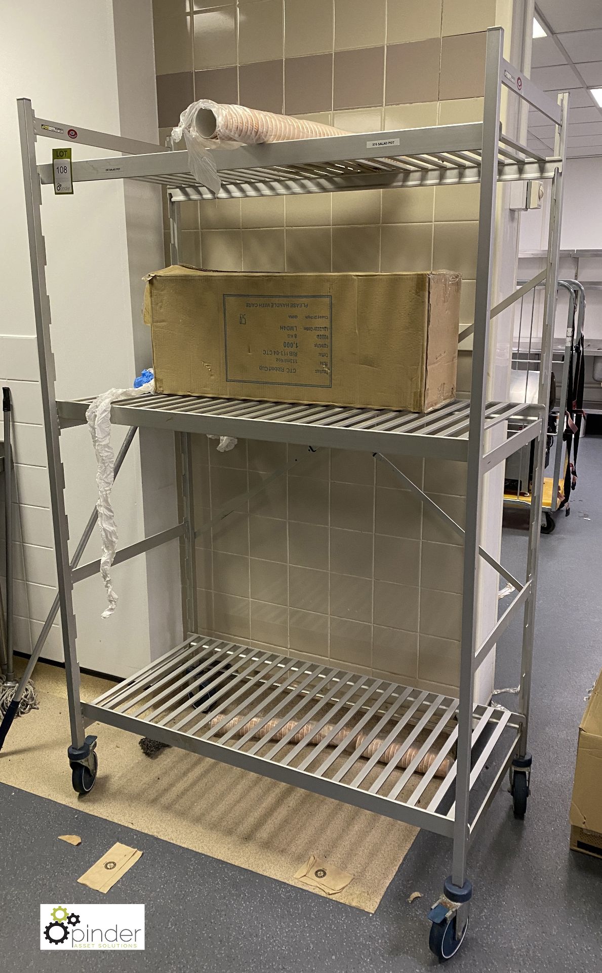Hupfer mobile adjustable 3-shelf Rack, 1200mm x 610mm x 1950mm (contents not included) (lot location