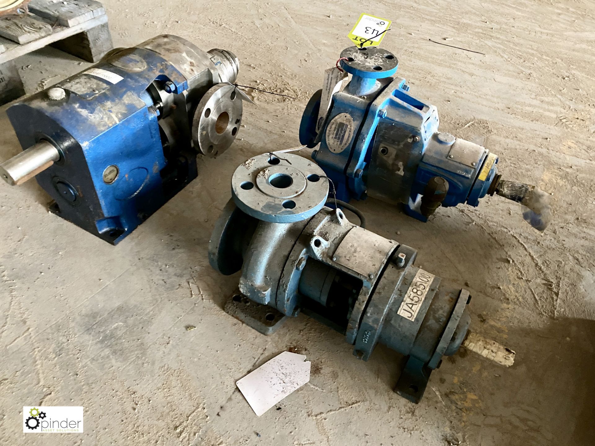 3 various Pumps including Worthington Simpson 32-CP-125 centrifugal pump, S/N F14761L, Durco pump