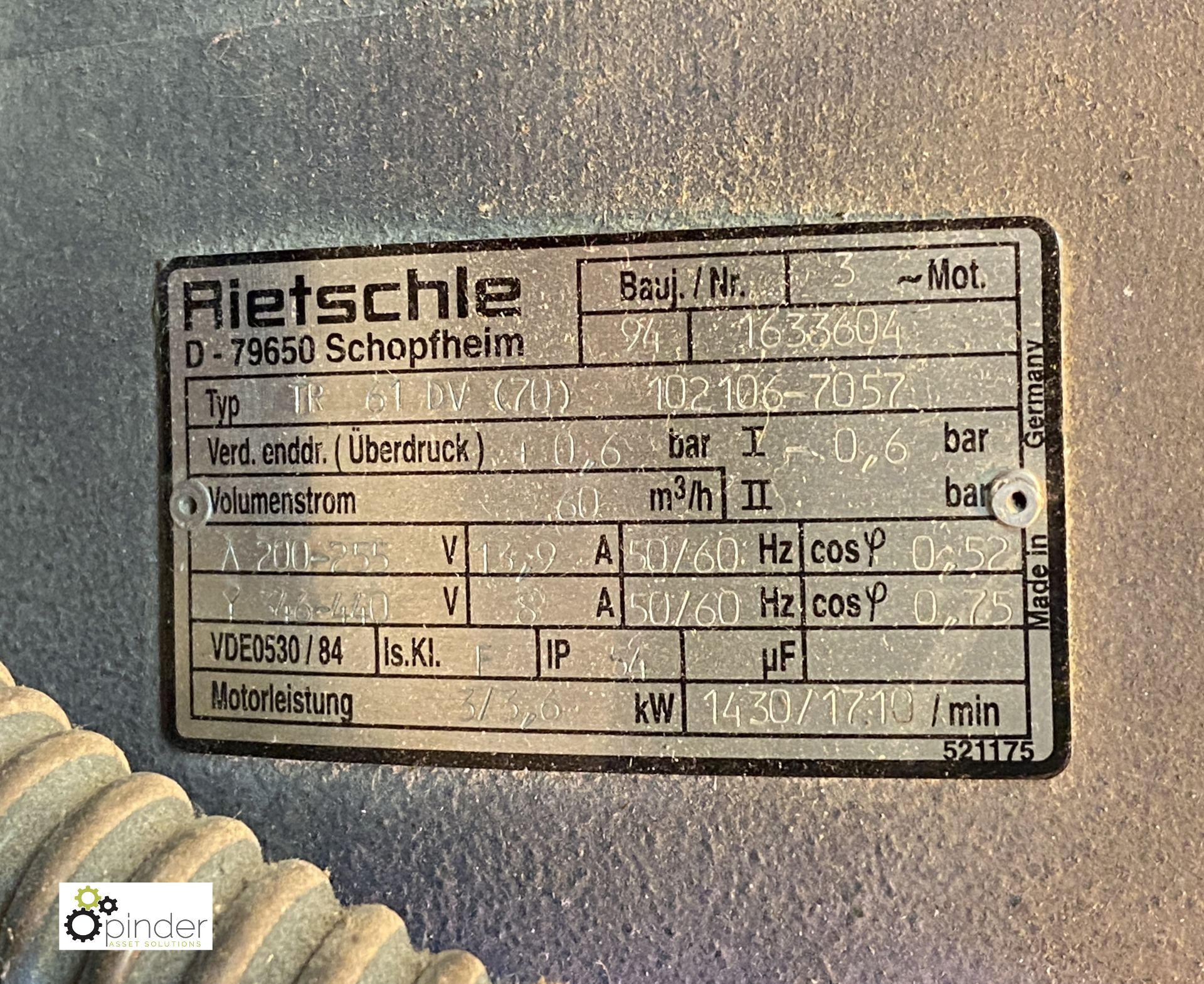 Rietschle TR61DV(70) Pressure Vacuum Pump - Image 3 of 4