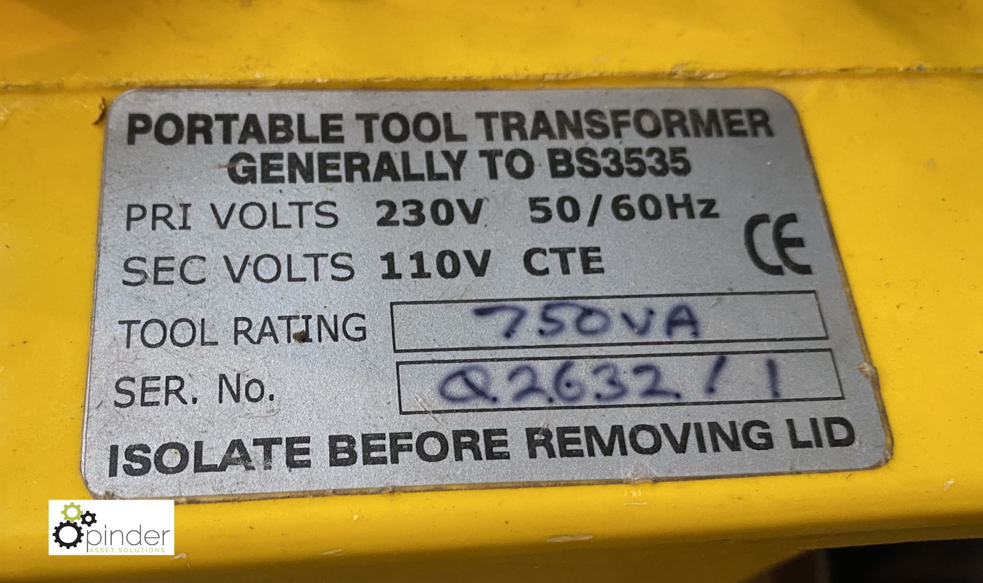 Tool Transformer, 110volts, 750va - Image 2 of 3