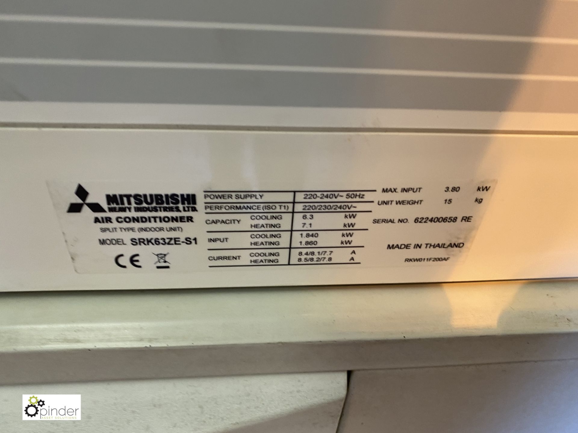 Mitsubishi SRC63ZE-S1 Air Conditioning Unit, with Mitsubishi SRK63ZE-S wall mounted inverter - Image 3 of 4