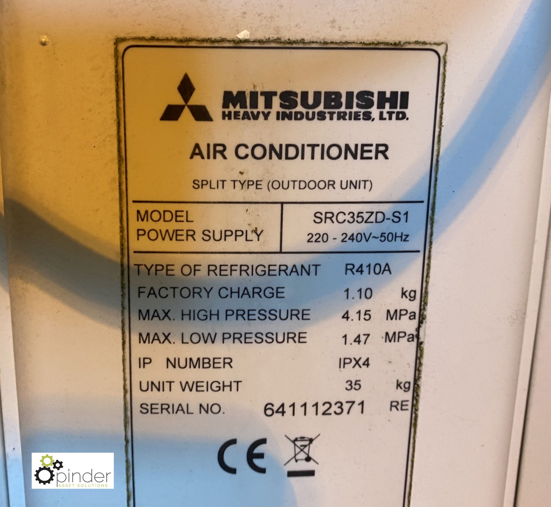 Mitsubishi SRC35ZD-S1 Air Conditioning Unit, with Mitsubishi SRK35ZGX-S wall mounted inverter - Image 4 of 5