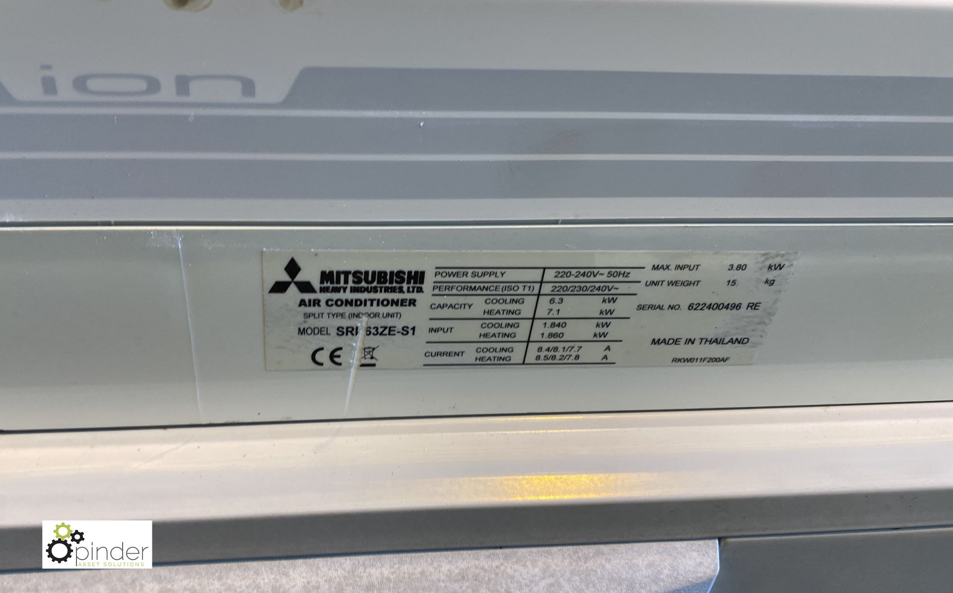 Mitsubishi SRC63ZE-S1 Air Conditioning Unit, with Mitsubishi SRK63ZE-S wall mounted inverter - Image 3 of 4