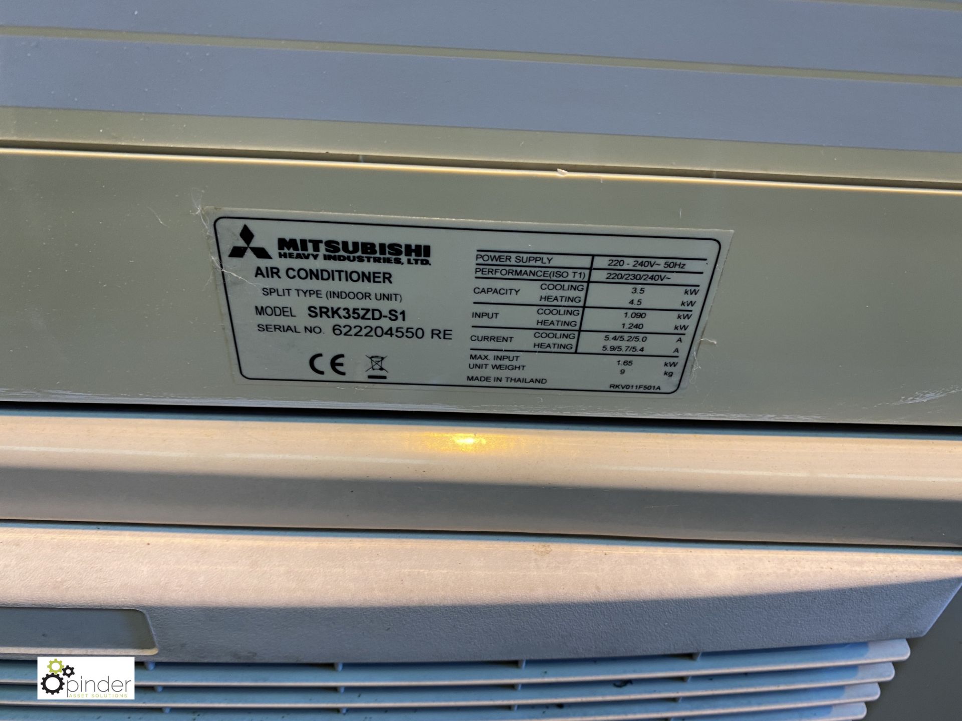 Mitsubishi SRC35ZGX-S Air Conditioning Unit, with Mitsubishi SRK35ZD-S1 wall mounted inverter - Image 3 of 5