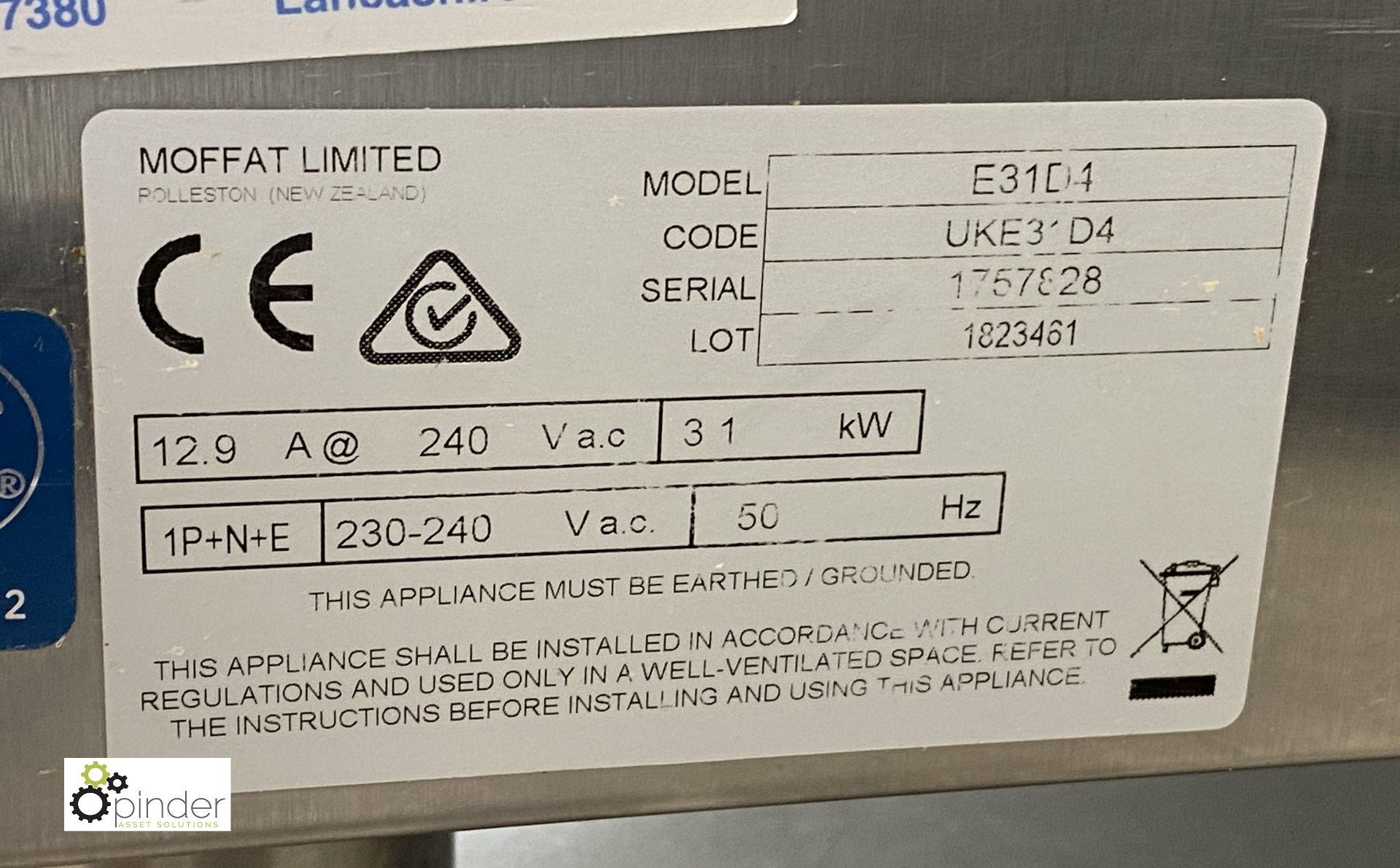 Blue Seal E31D4 Turbofan Oven, 240volts - Image 4 of 5
