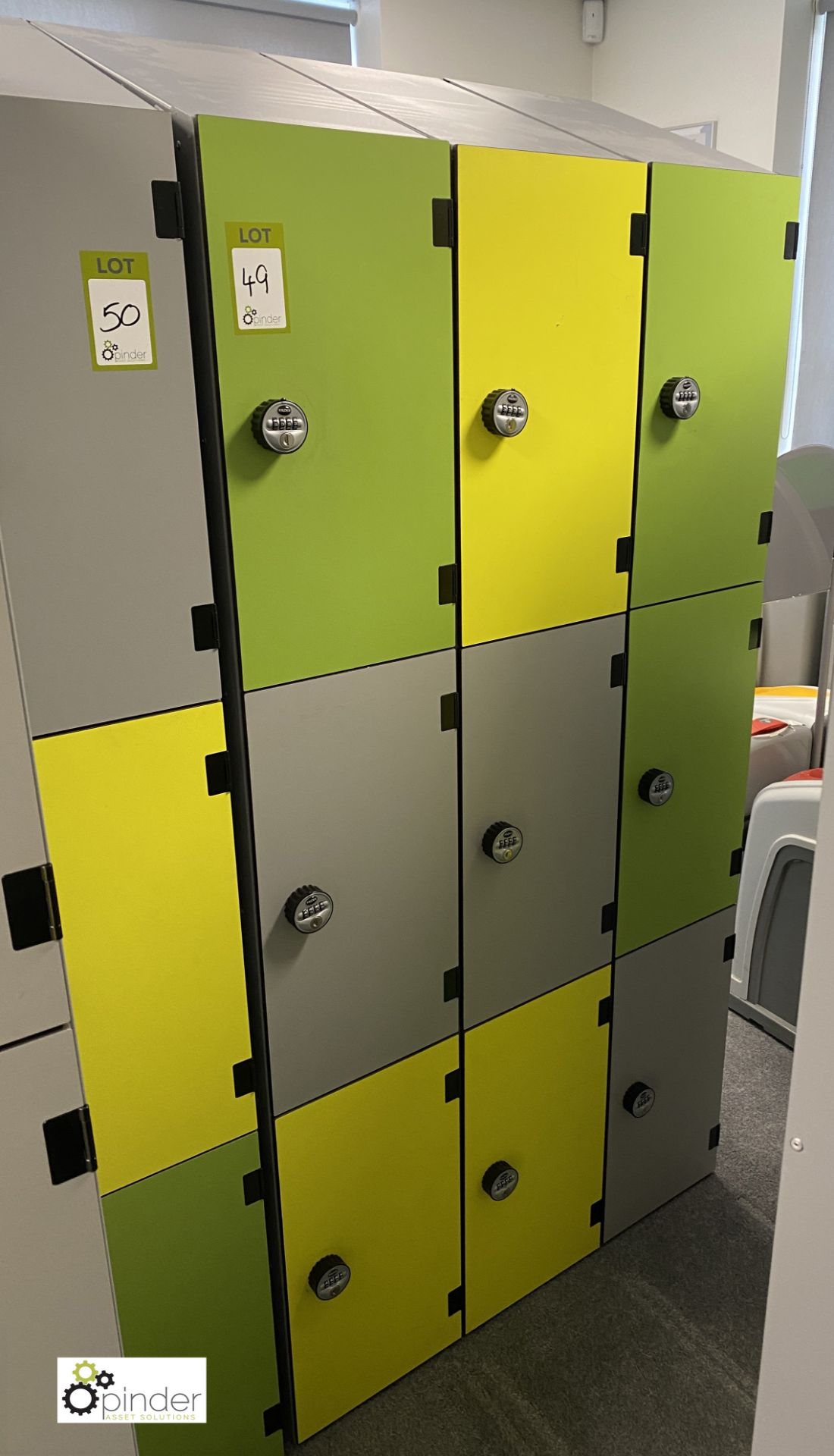 Probe 9-compartment Personnel Locker, with combination locks