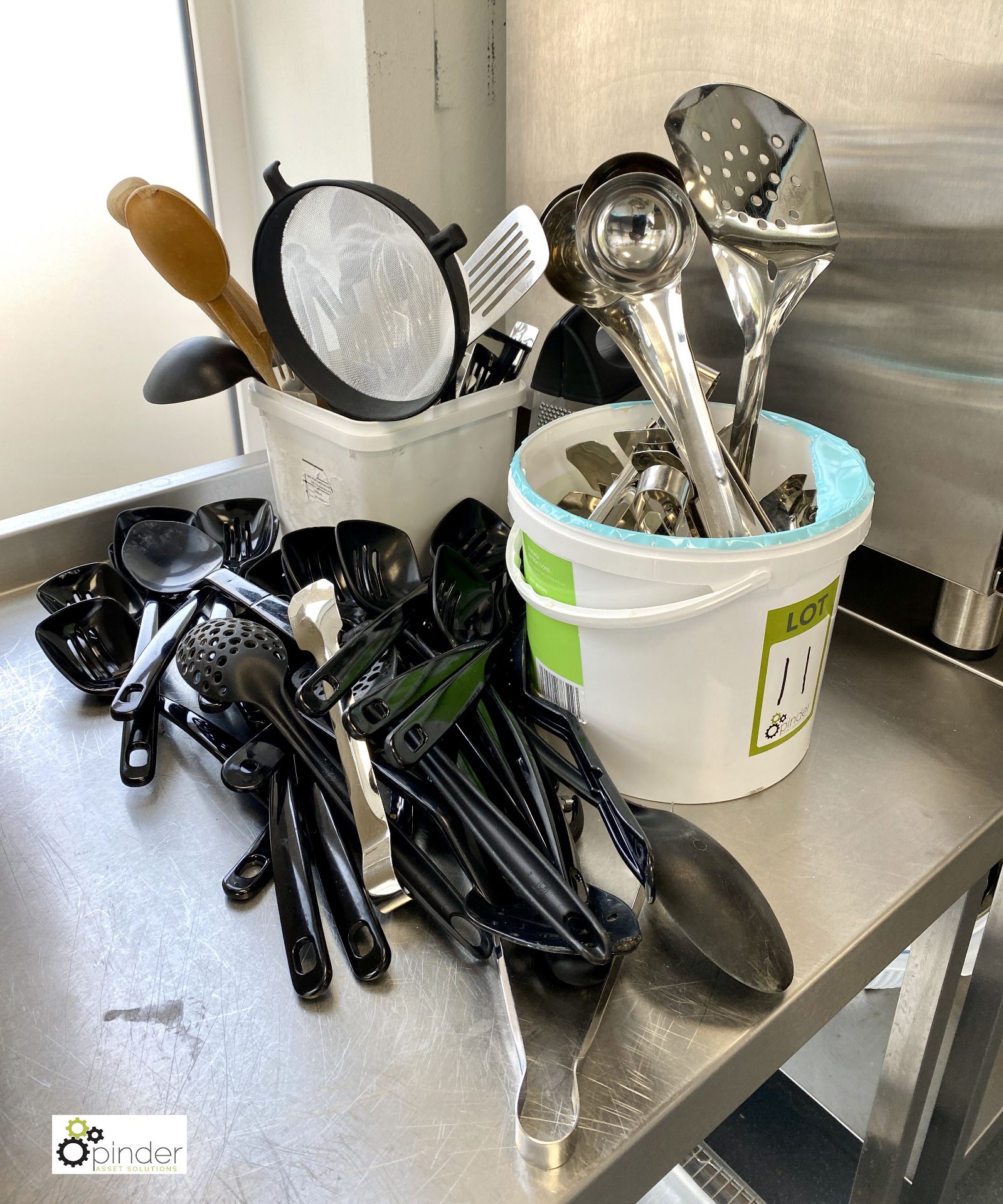 Large quantity Whisks, Spoons, Ladles, Tongs, etc