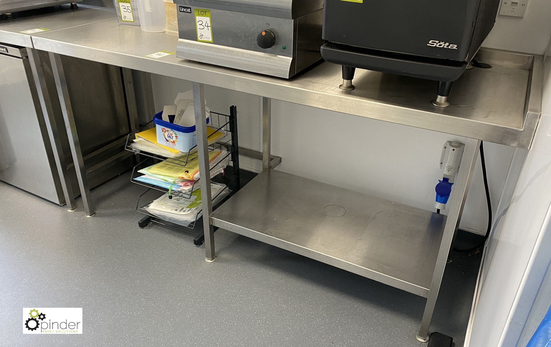 Stainless steel Preparation Table, with rear and right lip and undershelf, 1900mm x 700mm x 890mm - Image 2 of 3
