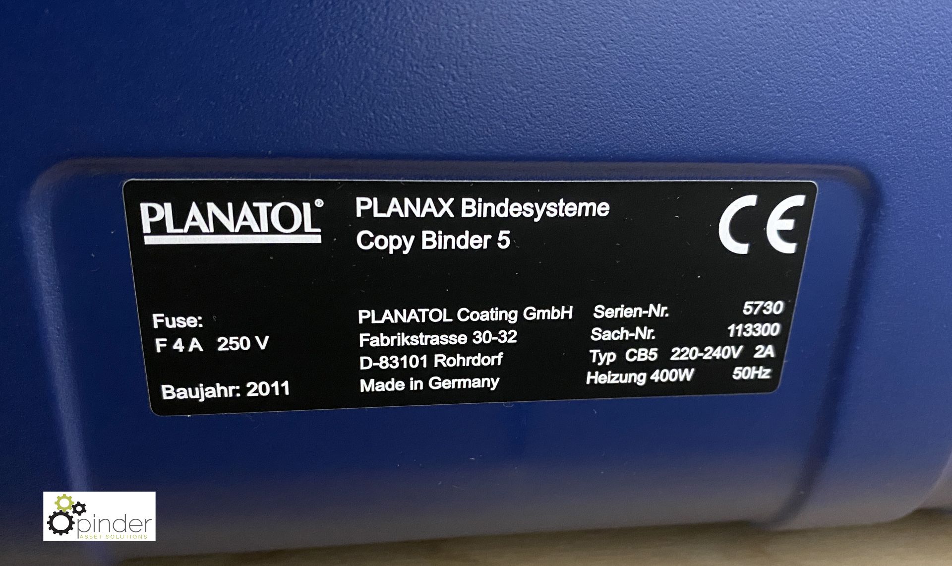 Planatol Planax Copy Binder 3 Binding Machine, 240volts (LOCATION: Bingley, in office building - Image 4 of 6